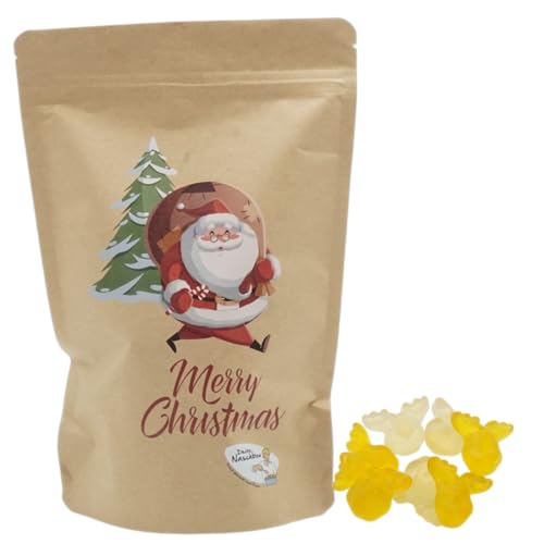 Weihnachtsmann Motivbeutel |Gefüllt mit 450g Fruchtgummi Eierpunsch Elchen von PE ÄM