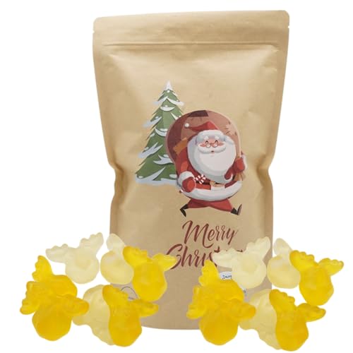 Weihnachtsmann Motivbeutel |Gefüllt mit 450g Fruchtgummi Eierpunsch Elchen von PE ÄM