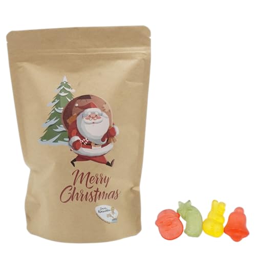 Weihnachtsmann Motivbeutel |Gefüllt mit 450g Fruchtgummi Weihnachtsmischung von PE ÄM