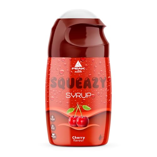 PEAK Squeazy Syrup - 65ml - Geschmack Cherry I für bis zu 8 l Fertiggetränk I zuckerfreier Sirup mit echtem Fruchtextrakt I vegan I zero Kalorien von PEAK