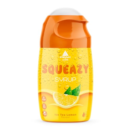 PEAK Squeazy Syrup - 65ml - Geschmack Ice Tea Lemon I für bis zu 8 l Fertiggetränk I zuckerfreier Sirup mit echtem Fruchtextrakt I vegan I zero Kalorien von PEAK