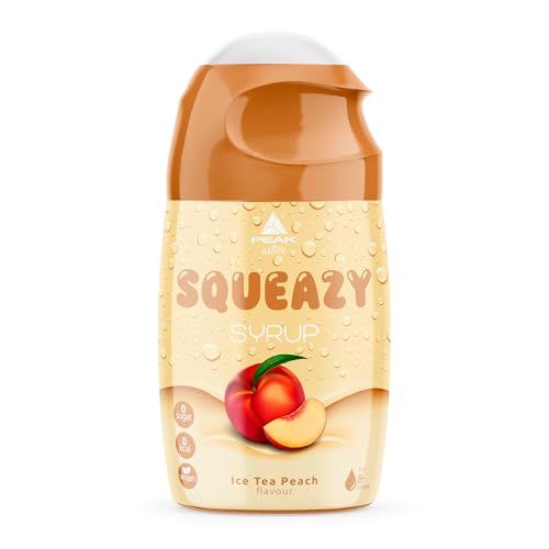 PEAK Squeazy Syrup - 65ml - Geschmack Ice Tea Peach I für bis zu 8 l Fertiggetränk I zuckerfreier Sirup mit echtem Fruchtextrakt I vegan I zero Kalorien von PEAK