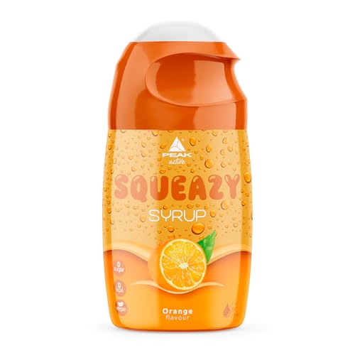 PEAK Squeazy Syrup - 65ml - Geschmack Orange I für bis zu 8 l Fertiggetränk I zuckerfreier Sirup mit echtem Fruchtextrakt I vegan I zero Kalorien von PEAK