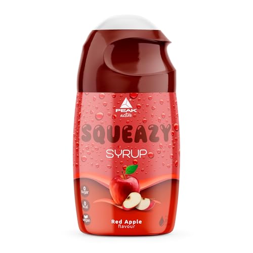 PEAK Squeazy Syrup - 65ml - Geschmack Red Apple I für bis zu 8 l Fertiggetränk I zuckerfreier Sirup mit echtem Fruchtextrakt I vegan I zero Kalorien von PEAK