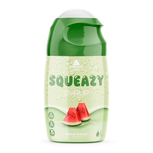 PEAK Squeazy Syrup - 65ml - Geschmack Watermelon I für bis zu 8 l Fertiggetränk I zuckerfreier Sirup mit echtem Fruchtextrakt I vegan I zero Kalorien von PEAK