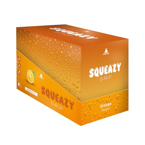 PEAK Squeazy Syrup - Display - 10 x 65ml - Geschmack Orange I für bis zu 8 l Fertiggetränk I zuckerfreier Sirup mit echtem Fruchtextrakt I vegan I zero Kalorien von PEAK