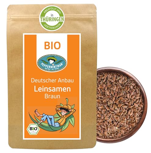 Bio Braune Leinsamen 500g - ganze Körner - Braune Leinsaat aus deutschem Anbau - PEPPERMINTMAN von PEPPERMINTMAN Oliver Neye - Jena / Germany