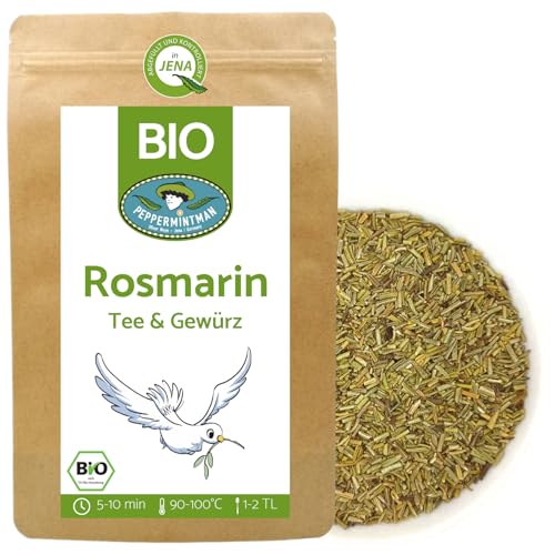 Bio Rosmarin, ölhaltig, Keimreduziert, geschnitten, Tee, Gewürz, Sud für schönes Haar, Beste Organic Blätter, Qualität von PeppermintMan (250, Gramm) von PEPPERMINTMAN Oliver Neye - Jena / Germany