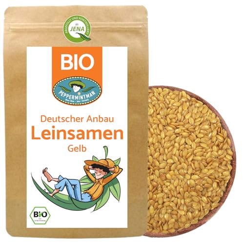 Bio goldene Leinsamen 300g - ganze Körner - goldgelbe Leinsaat aus deutschem Anbau - PEPPERMINTMAN von PEPPERMINTMAN Oliver Neye - Jena / Germany