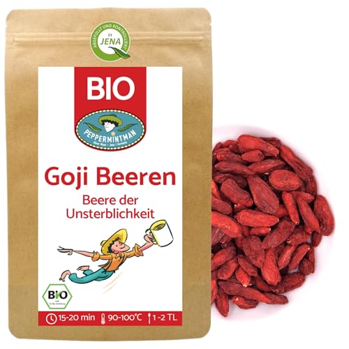 Goji Beeren & Bio Goji Beeren - Getrocknet, Premium Qualität, ohne Zusatzstoffe, Superfood "Beere der Unsterblichkeit" für Smoothies, Müsli & Snacks I PeppermintMan (1000g, Bio Goji) von PEPPERMINTMAN Oliver Neye - Jena / Germany