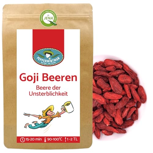 Goji Beeren & Bio Goji Beeren - Getrocknet, Premium Qualität, ohne Zusatzstoffe, Superfood "Beere der Unsterblichkeit" für Smoothies, Müsli & Snacks I PeppermintMan (1000g, Goji) von PEPPERMINTMAN Oliver Neye - Jena / Germany