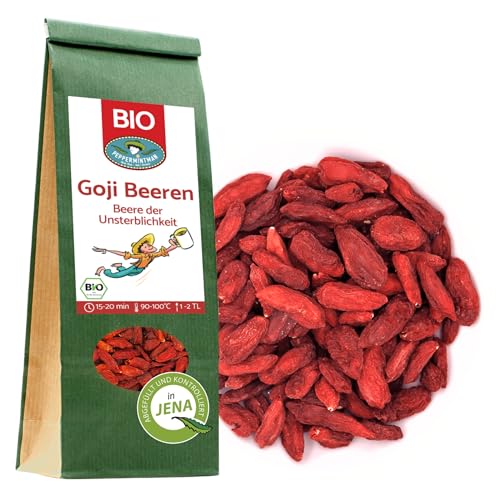 Goji Beeren & Bio Goji Beeren - Getrocknet, Premium Qualität, ohne Zusatzstoffe, Superfood "Beere der Unsterblichkeit" für Smoothies, Müsli & Snacks I PeppermintMan (60g, Bio Goji) von PEPPERMINTMAN Oliver Neye - Jena / Germany