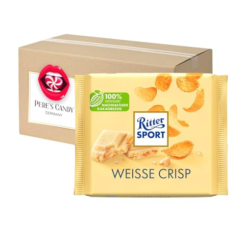 Pere's Candy® Bundle für 10 x 100g Weisse Crisp Tafel aus weißer Schokolade Corn- und Reis-Flakes + Pere's Candy Notepad DIN A7-25 Blatt von PERE’S CANDY