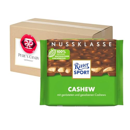 Pere's Candy® Bundle für 12 x 100g Cashew Vollmilchschokolade mit gerösteten und gesalzenen Cashewkernen + Pere's Candy Notepad DIN A7-25 Blatt von PERE’S CANDY