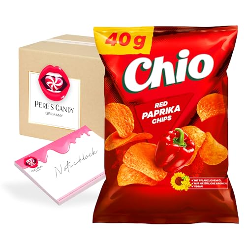 Pere's Candy® Bundle für 12 x 40g Chio Chips Red Paprika + Pere's Candy Notepad DIN A7-25 Blatt von PERE’S CANDY