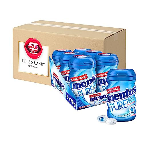 19,99€ inkl. USt (47,60€/kg) Mentos Pure Fresh Mint Kaugummi (6 x 70g) zuckerfreie Chewing Gum Dragees & flüssiger Füllung von Pere's Candy® Box mit Geschenk von PERE’S CANDY