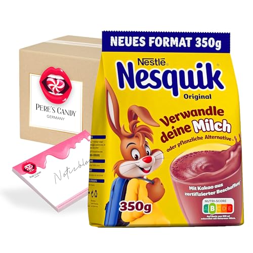 Pere's Candy® Bundle für 2 x 350 g Nestlé Nesquik Kakaopulver Nachfüllpackung + Pere's Candy Notepad DIN A7-25 Blatt von PERE’S CANDY