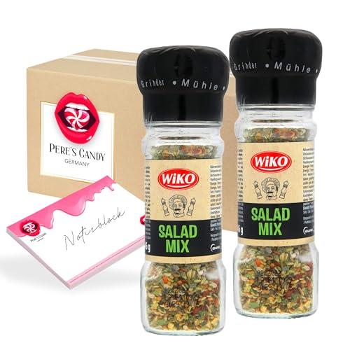 Pere's Candy® Bundle für 2 x Gewürzmühle Salatgewürz 46g Salatkräuter Mix | Gewürzzubereitung + Pere's Candy Notepad DIN A7-25 Blatt von PERE’S CANDY