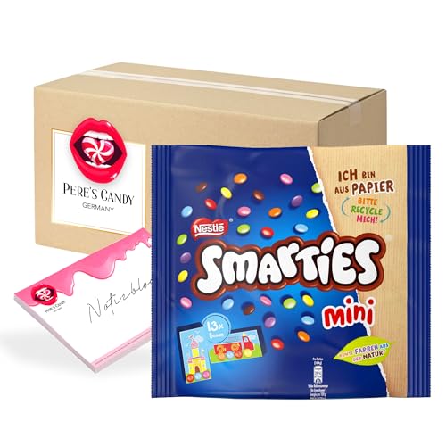 Pere's Candy® Bundle für 2 x Nestlé Smarties Mini Pack 187g + Pere's Candy Notepad DIN A7-25 Blatt von PERE’S CANDY