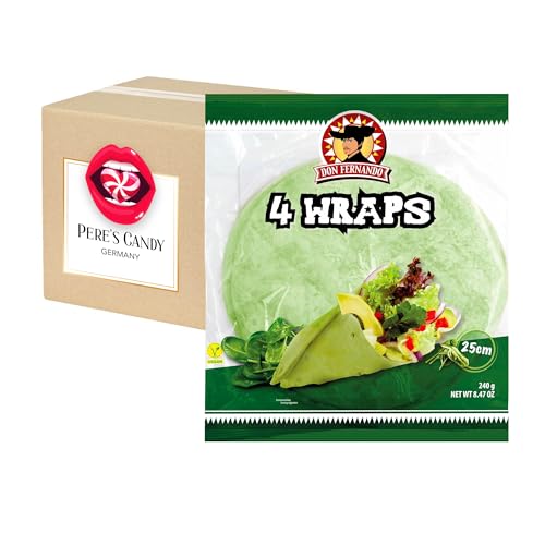 3 x 240g Don Fernando mit Spinatgeschmack Tortillas Mexikanische Wraps aus Weizen mit Geschenk von Pere's Candy von PERE’S CANDY