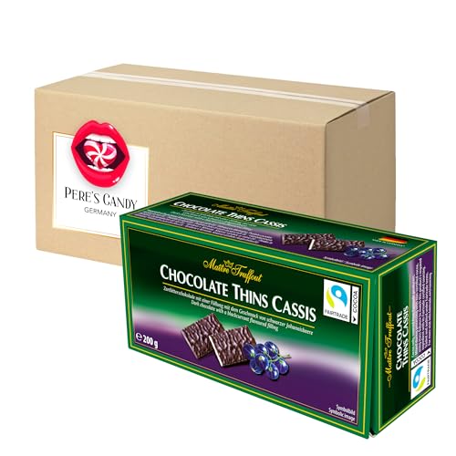 3 x Chocolate Thins Cassis - Zartbitter Täfelchen schwarze Johannisbeere 200g mit Geschenk von Pere's Candy von PERE’S CANDY