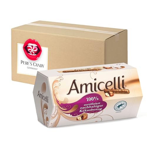 4 x Amicelli Box Waffelröllchen mit Haselnuss-Creme-Füllung 200g mit Geschenk von Pere's Candy von PERE’S CANDY