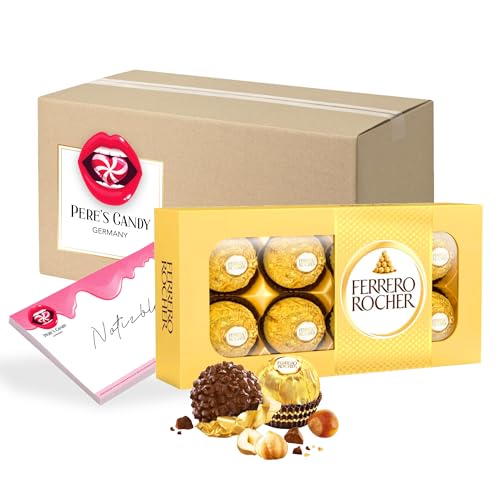 Pere's Candy® Bundle für 4 x 100 g Ferrero Rocher Geschenkdose + Pere's Candy Notepad DIN A7-25 Blatt von PERE’S CANDY