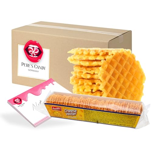 Pere's Candy® Bundle für 4 x Käsewaffeln Classic 100g + Pere's Candy Notepad DIN A7-25 Blatt von PERE’S CANDY