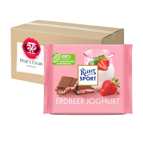 Pere's Candy® Bundle für 5 x 100g Erdbeer Joghurt Tafel Schokolade + Pere's Candy Notepad DIN A7-25 Blatt von PERE’S CANDY