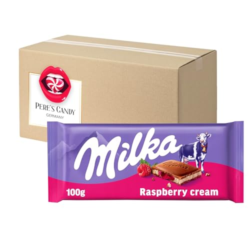 Pere's Candy® Bundle für 5 x 100g Milka Tafelschokolade Alpenmilch mit Raspberry Cream + Pere's Candy Notepad DIN A7-25 Blatt von PERE’S CANDY