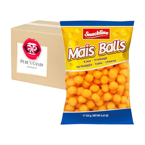 Pere's Candy® Bundle für 5 x 125 g Extrudierter Balls Käse Maissnack Knusprig-gepuffter Maissnack + Pere's Candy Notepad DIN A7-25 Blatt von PERE’S CANDY