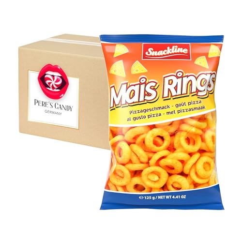 5 x 125 g Extrudierter Rings Pizza Maissnack Knusprig-gepuffter Maissnack mit Geschenk von Pere's Candy von PERE’S CANDY