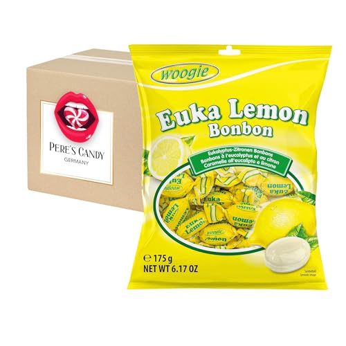 Pere's Candy® Bundle für 5 x 175 g Euka Lemon Bonbons Erfrischungs Hartkaramellen + Pere's Candy Notepad DIN A7-25 Blatt von PERE’S CANDY