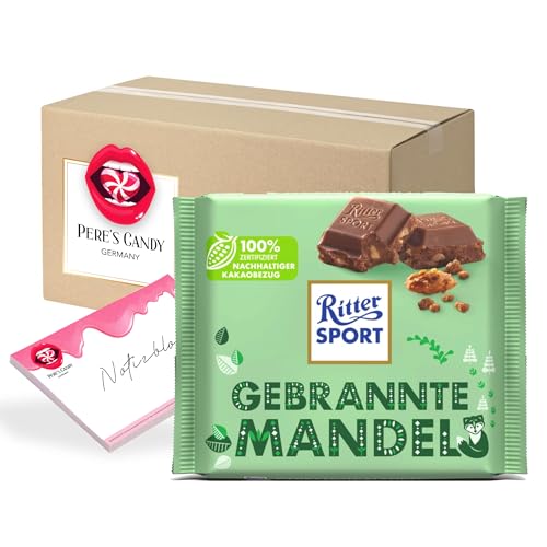 Pere's Candy® Bundle für 5 x Gebrannte Mandel Tafel 100g + Pere's Candy Notepad DIN A7-25 Blatt von PERE’S CANDY