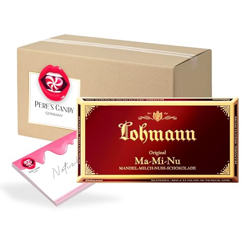 Pere's Candy® Bundle für 5 x Lohmann Mandel-Milch Nuss Tafel 100g + Pere's Candy Notepad DIN A7-25 Blatt von PERE’S CANDY