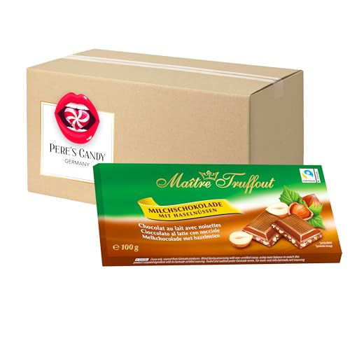 Pere's Candy® Bundle für 5 x Maître Truffout Milchschokolade mit Haselnuss Tafel 100g + Pere's Candy Geschenk von PERE’S CANDY