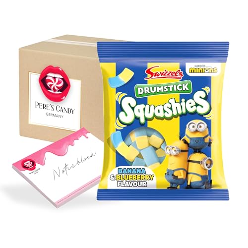 Pere's Candy® Bundle für 6 x DOK Swizzels Drumsticks Squashies Minions 120g + Pere's Candy Notepad DIN A7-25 Blatt von PERE’S CANDY