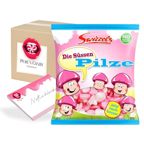 Pere's Candy® Bundle für 6 x 100g Swizzels Die Süssen Pilze Beutel Schaumzuckerpilze + Pere's Candy Notepad DIN A7-25 Blatt von PERE’S CANDY