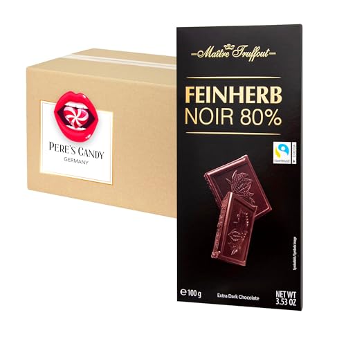 7 x 100g Premium Extra Zartbitterschokolade mit sehr hohem Kakaogehalt von 80% mit Geschenk von Pere's Candy von PERE’S CANDY