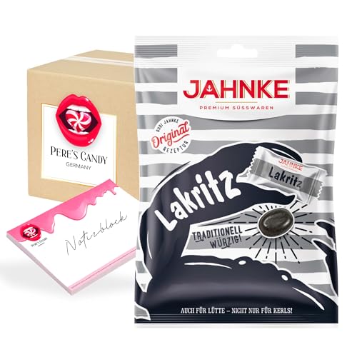 Pere's Candy® Bundle für 7 x 125g Jahnke Lakritz Bonbon + Pere's Candy Notepad DIN A7-25 Blatt von PERE’S CANDY