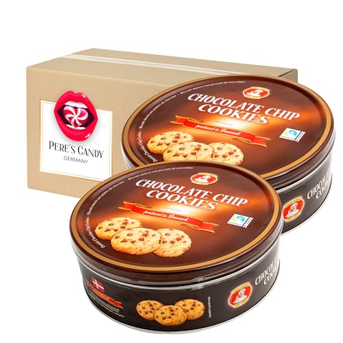 Pere's Candy® Bundle für Dänische Butterkekse Chocolate Chip Cookies, Gebäckmischung Dose 2er Pack (2 x 454 g) + Pere's Candy Notepad DIN A7-25 Blatt von PERE’S CANDY