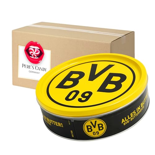 Pere's Candy® Bundle für Fanartikel BVB Borussia Dortmund Butter Cookies/Kekse BVB Süßigkeiten 1er Pack(340g) + Pere's Candy Notepad DIN A7-25 Blatt von PERE’S CANDY