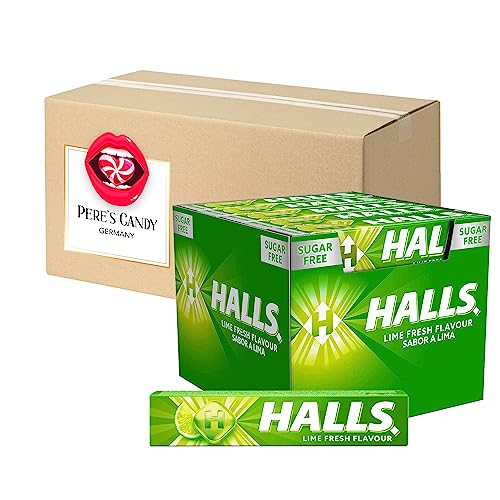 Halls FRESH LIME Zucker - Bonbons 20 x 33,5 g Packungen aromatisierten Süßigkeiten von Pere's Candy® Box mit Geschenk von PERE’S CANDY