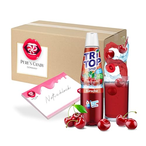 Pere's Candy® Bundle für Kirsche TRi TOP Getränkesirup 600ml Sirup für Erfrischungsgetränk + Pere's Candy Notepad DIN A7-25 Blatt von PERE’S CANDY