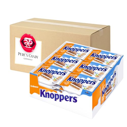 Pere's Candy® Bundle für Knoppers Erdnuss Waffelschnitten 24er x 25g Erdnusscreme-Füllung + Pere's Candy Notepad DIN A7-25 Blatt von PERE’S CANDY