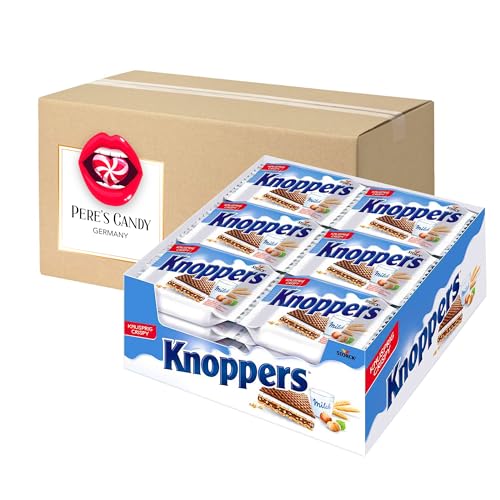 Knoppers Haselnuss-Schnitte mit knusprig gebackener Waffel 24er x 25g mit Geschenk von Pere's Candy von PERE’S CANDY