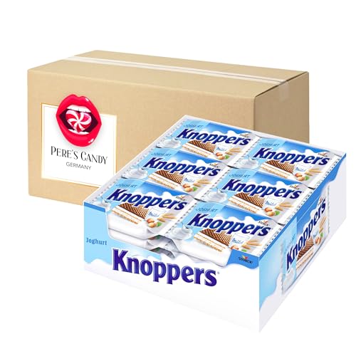 Pere's Candy® Bundle für Knoppers Joghurt Waffelschnitten 24er x 25g Joghurt -und Nougatcremefüllung + Pere's Candy Notepad DIN A7-25 Blatt von PERE’S CANDY