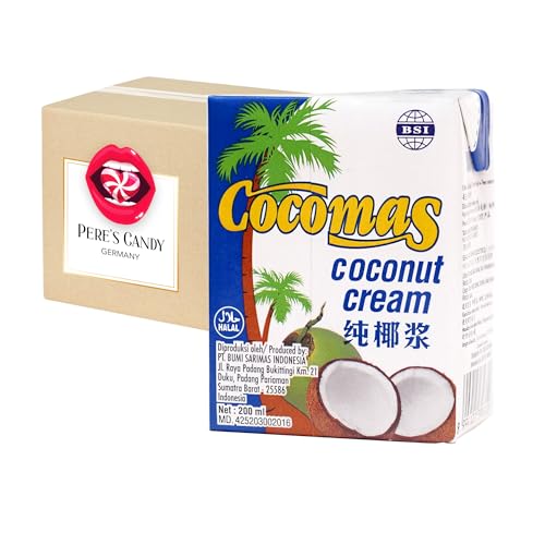 Kokosnusscreme – Kokoscreme zum Kochen und Backen – Ideal für Desserts, Suppen usw. – 5 x 200 ml von PERE’S CANDY