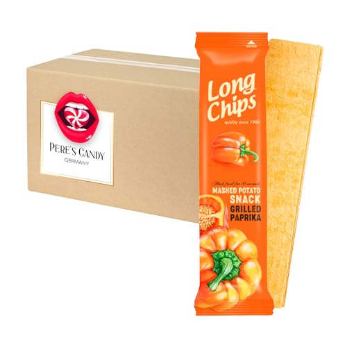 Long Chips Grilled Paprika 20x75g von Pere's Candy® Box mit Geschenk von PERE’S CANDY