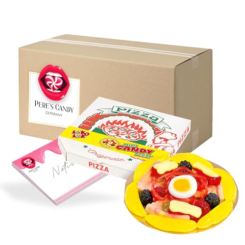 Pere's Candy® Bundle für Look-O-Look Candy Pizza Mini 85g + Pere's Candy Notepad DIN A7-25 Blatt von PERE’S CANDY